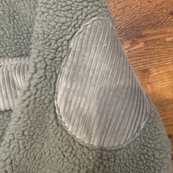 Zara Women's Green Sherpa Jacket With Pockets Size Large Corduroy Accents - Picture 5 of 11